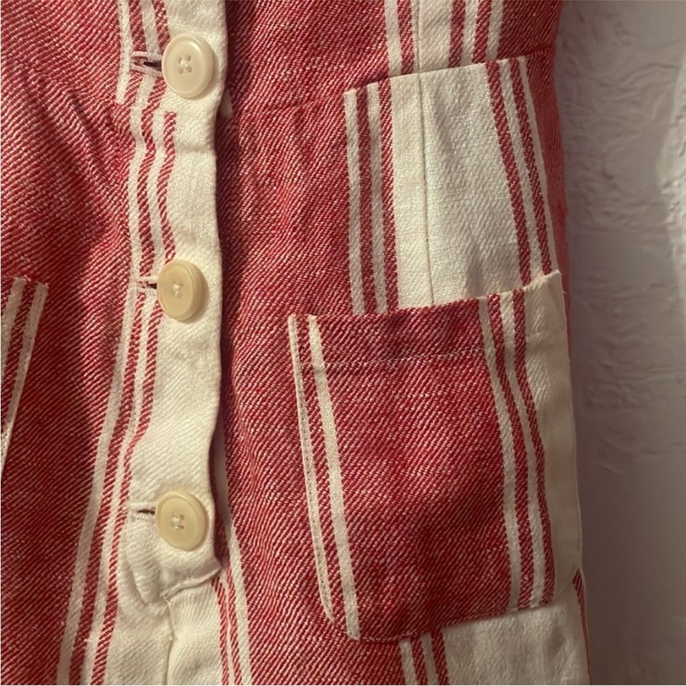 Reformation Linen Stripe Coconut Romper 10 EUC - Picture 4 of 9
